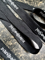YSL Yves Saint Laurent Black Satin Ribbon, RARE. Sell by the yard