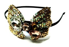 Hairband Rhinestone Jewels Butterfly Bling Party Dressy Cocktail Wedding Yellow