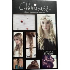 Charmsies Iron In Hair Charms Decor Red Silver Stars – apply with flat iron
