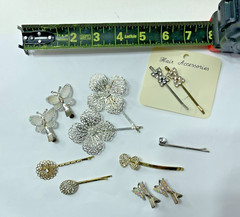Lot of 12 VINTAGE 1970s & Early 80s Hair Barrette crafted w Rhinestones NICE!
