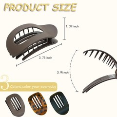 Flat Claw Clips for Women, Large 1 Count (Pack of 6), Tortoise Shell-A