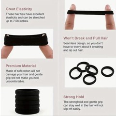 50Pcs Black Large Hair Ties Bands Elastic Women Girl Ponytail Holders