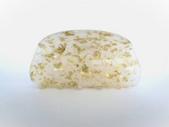 Gold or silver flakes glitter frosted white hair claw clip