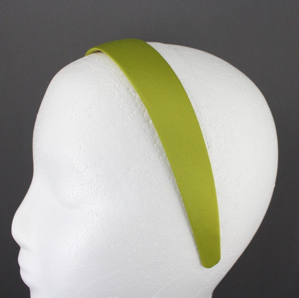 Green classic style 1 1/8″ wide satin fabric covered head hair band accessory