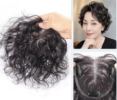 Fashion 4″x4″Thin Lace Wavy Curl 100% Human Hair Topper for Women Clip in,6″~10″