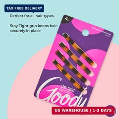 Goody Stay Tight Hair Barrettes, 4 Ct, Mock Tort, SlideProof Flat Clips, Comfort