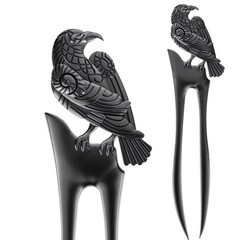 2pack U Shaped Viking Raven Metal Hair 1 Count (Pack of 2), Black,Transparent