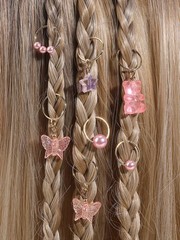 14 Pcs Pink Pearl Star Bear Butterfly Hair Braid Rings Ties Kids Accessories Set