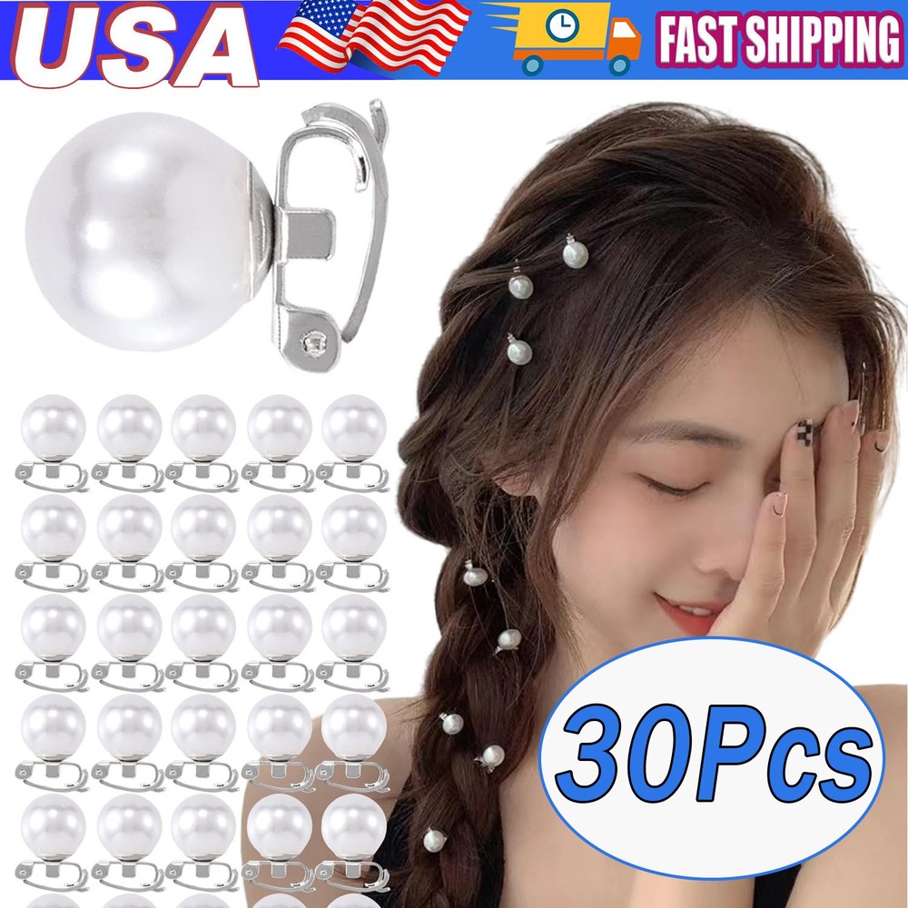 30Pcs Pearl Hair Clips Slide Bridal Accessory Geometric Snap Hairpins Barrette