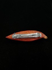 Vintage Wooden Texture Fall Leaf Barrette Hair Clip Made in France