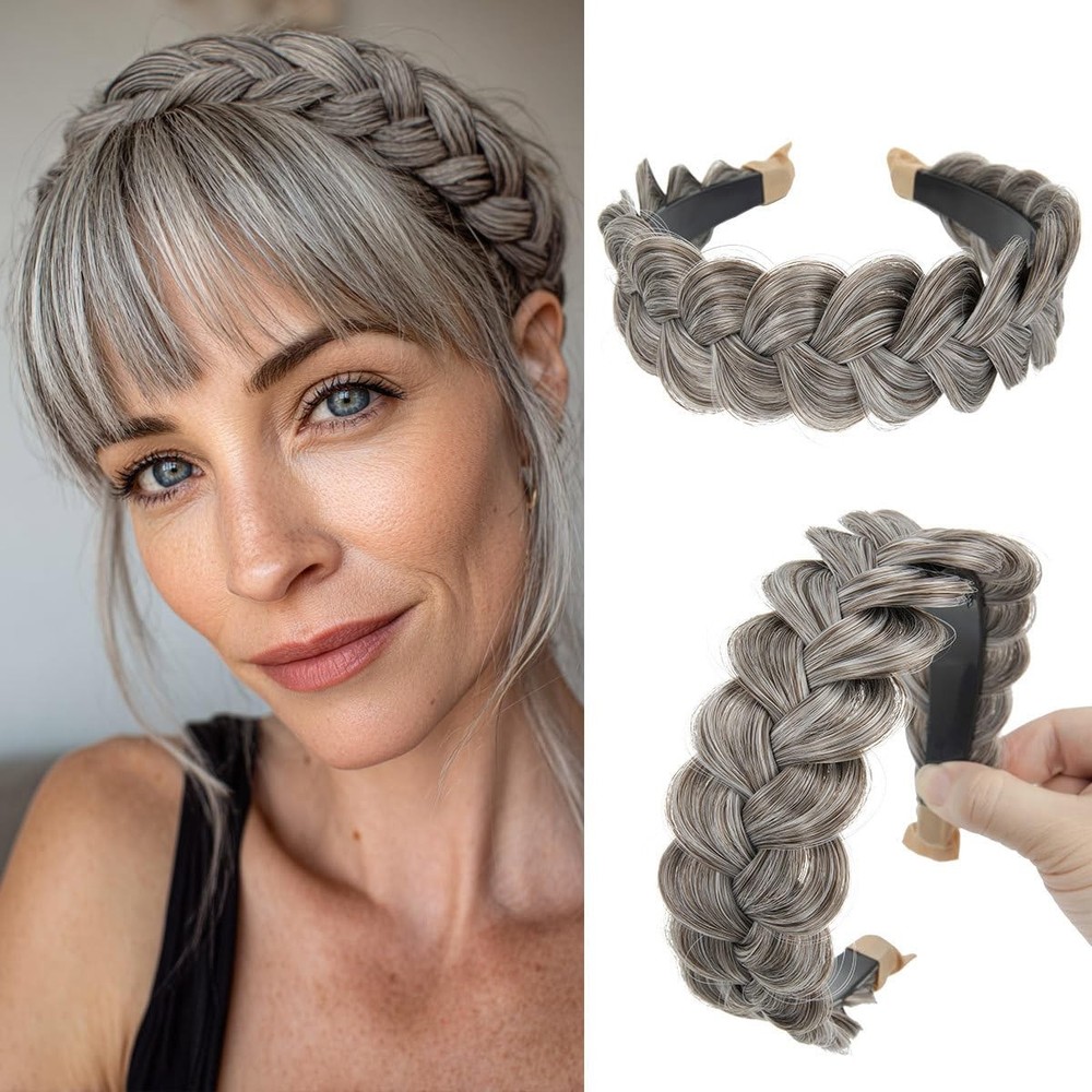 Wide Braided Headbands Hair Piece for Women Synthetic Hair Hoops Head Bands