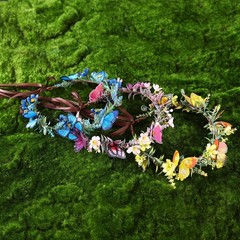 Handmade Black Flower Butterfly Crown – Gothic Elf Headpiece, Fairy Floral Headb