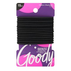 Ouchless Black Hair Ties – 15 Ct, 4MM Rubber Bands for Women & Men