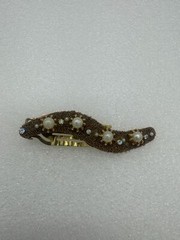 Vintage Wave Shaped Hair Comb Accessory Rhinestone Seed Beads Faux Pearls