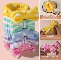 Teenitor Spa Makeup Headband, Bow HeadBands, Microfiber, 6-Pack