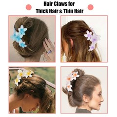 GAFATORY 4PCS Flower Hair Clips Claw 1 Count (Pack of 1), Multi-colored