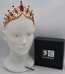 Red Quinceanera Crystal Crown Tiaras Girl Hair Wedding Party
