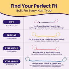 Regular Soft Tangle-Free Hair Tie for Women, Nylon Hair Elastic, Colorful Hai…