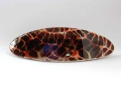 French HandPainted Celluloid Tortoise 4.5″ Silver Hinge XLarge Hair Barrette P56