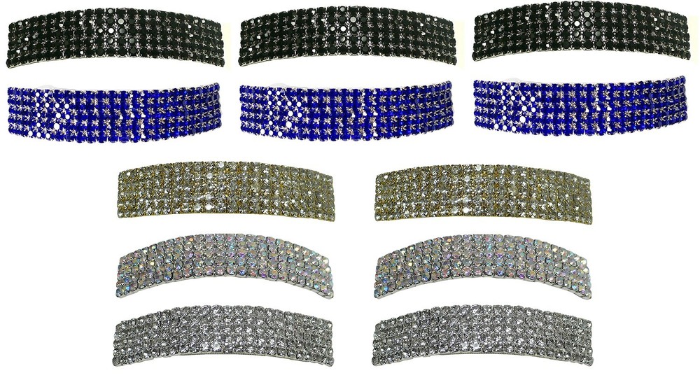 Dz Pk 12 Count Crystal Bar Barrettes Sparkly Bridal Thick Hair Hairclips 0004-D