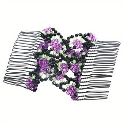 6-Pack Magic Stretch Hair Combs Floral Beaded Hair Clips fits Daily Hair Styling