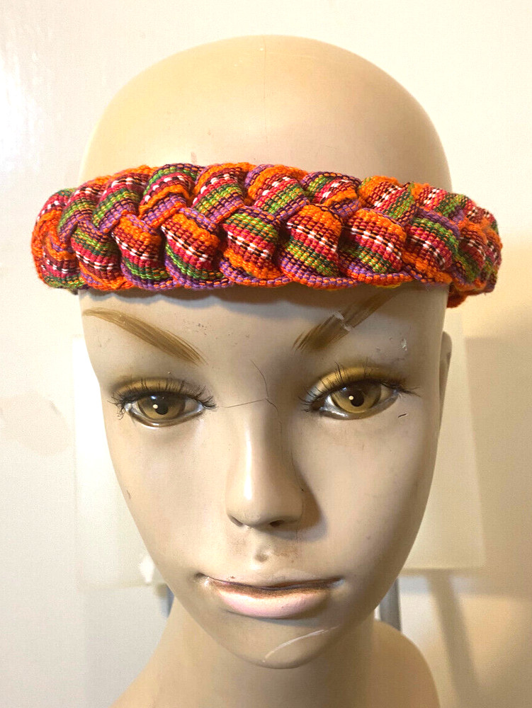 Braided strap headband Guatemalan cotton Colorful Tribal Elastic Women Child AD