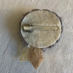 Handmade Hair Clip Accessory Gray Chiffon Burlap Lace Flower Special Occasion