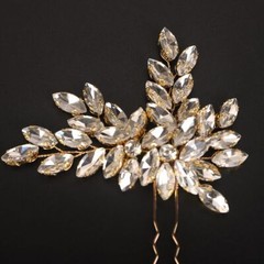 Bridal Teardrop Rhinestone Hair Pins Gold Crystal Wedding Headpiece Accessory