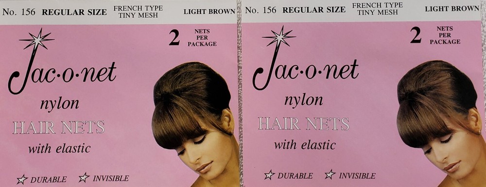 “BUY 1 GET 1 FREE” Jac-O-Net # 156 L.BROWN franch thin mesh elastic hair net