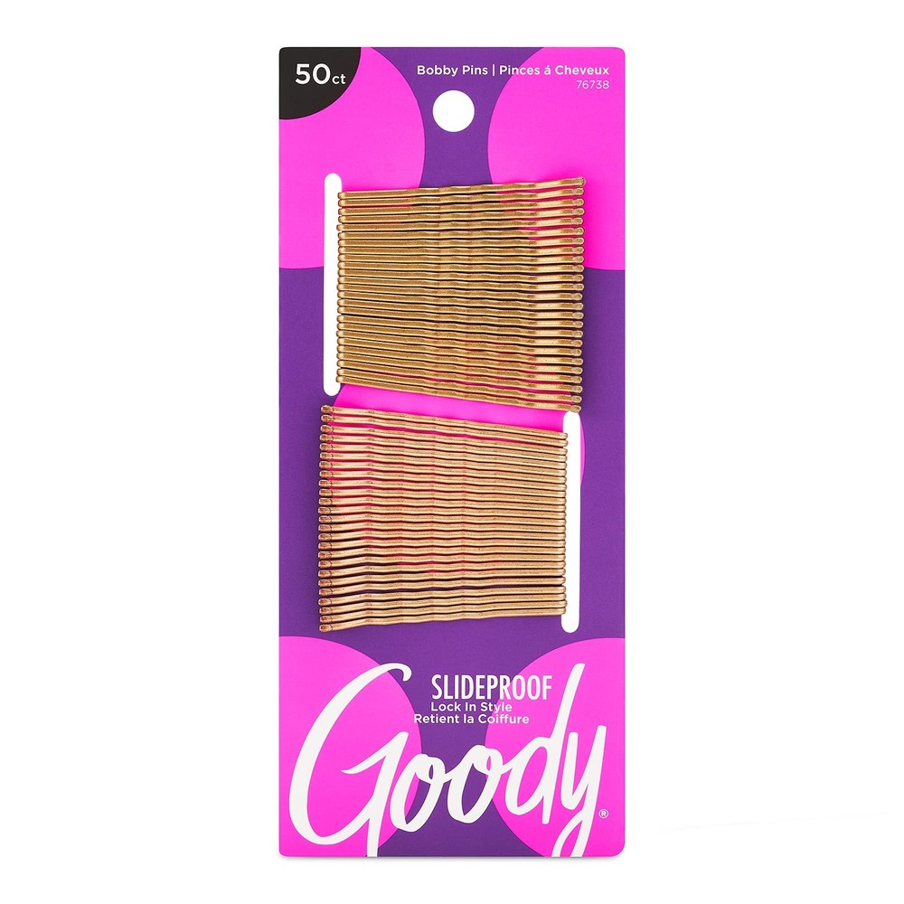 SlideProof Bobby Pins 50 Ct, Metallic Blonde, High Gloss Bobby Hair Pins for…