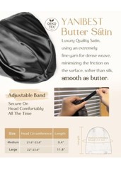 Yanibest Black Cotton And Satin Hair Bonnet Cap Medium