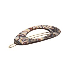 French Amie Oval Small 2 1/4” Celluloid Side Slide In Hair Barrette for Women