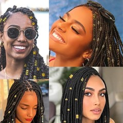 Tuefuzy 280 Pcs Gold Hair Jewelry Braid, Accessory, Golden yellow