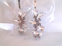 Rhinestone Crystal Leaf Hair Pins for Brides and Flowergirls – 2 Count