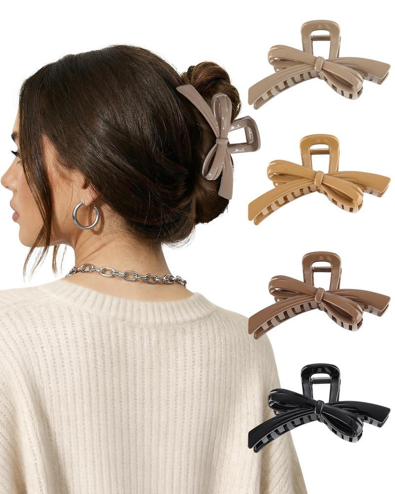 CHLINS 4 Pack Bow 1 Count (Pack of 4), Ebony & Caramel Gradient Collection