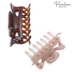 Parcelona French Classic Small 2.5″ Celluloid Set of 2 Jaw Hair Claws for Women