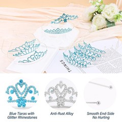 10 Pcs Blue Tiaras Crowns Headband for Women – Bulk Blue Crystals Princess Cr…