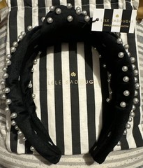 NWT $150 Lele Sadoughi Knotted Headband Crown Velvet Pearl Hair Fit Preppy Party