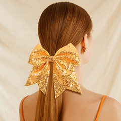 Large Glitter Cheer Hair Bows Ponytail Holders Elastic Bands 7 Inches Teen Girls