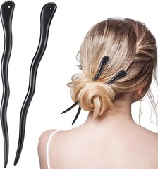 2PCS Ebony Sandalwood French Hair Chopsticks, Snake Shape Hairpins for Chignon