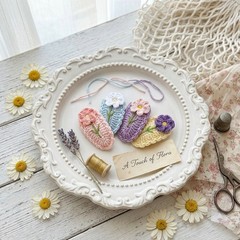 Lovely Handmade Knit Flower Hair Clip Simple Daily Hair Styling Accessory