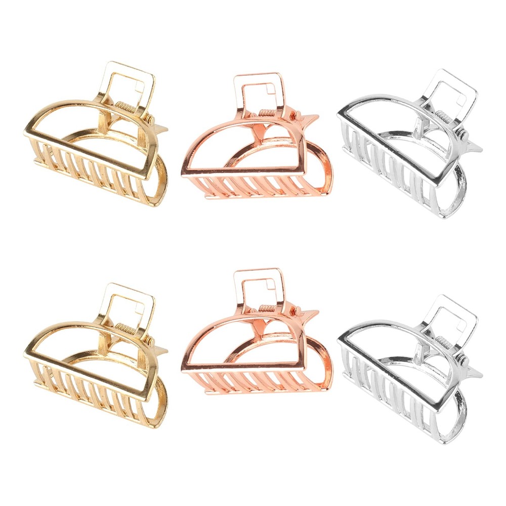 VinBee Small Hair 1 Count (Pack of 6), Silver/Gold/Rose Gold Mini-Triangle
