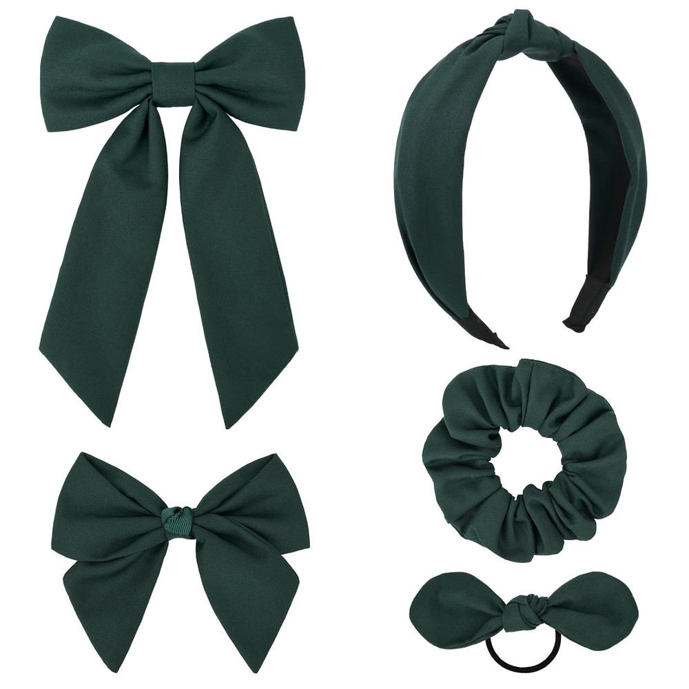 5 Styles Uniform Long Tail Hair Bows Knotted Headband Scrunchies Bow Set Alli…