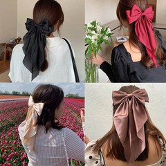 Super Big Bow Hair Clips French Style Soild Color Knotted Bowknot Spring Snap