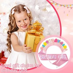 Birthday Girl Headband and Sash Set – Colorful Felt Happy Birthday Headband w…
