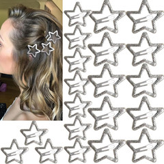 20 PCS Sparkling 1.22″ and 1.65″Star Hair Clips Snap Hair Accessories Non Slip C
