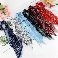 Paisley Floral Scrunchies With Ribbon Tails Elastic Ponytail Holders Ties Band