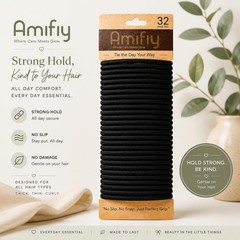 Black Hair Ties No Damage Organic Ponytail Holders