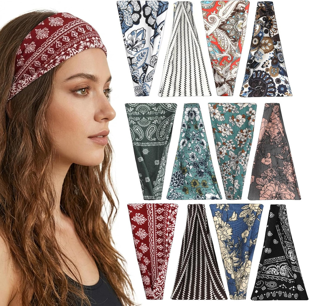 Headbands for Women,Wide Stretchy Sports Hair Bands, Elastic Soft Fashion Head B