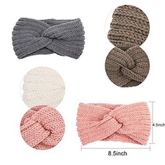 Knit Wide Headband for Winter 5 Pieces Women Ear Warmers White Pink Brown